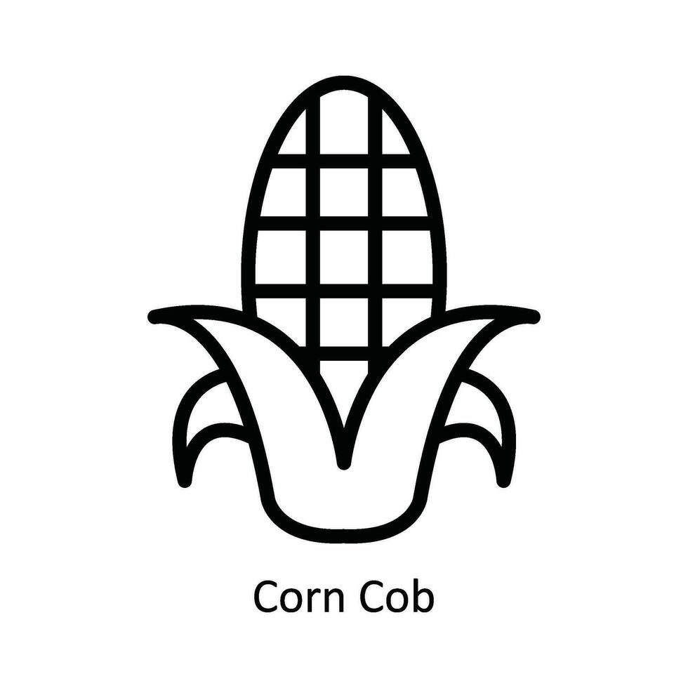 Corn Cob Vector  outline Icon Design illustration. Nature and ecology Symbol on White background EPS 10 File