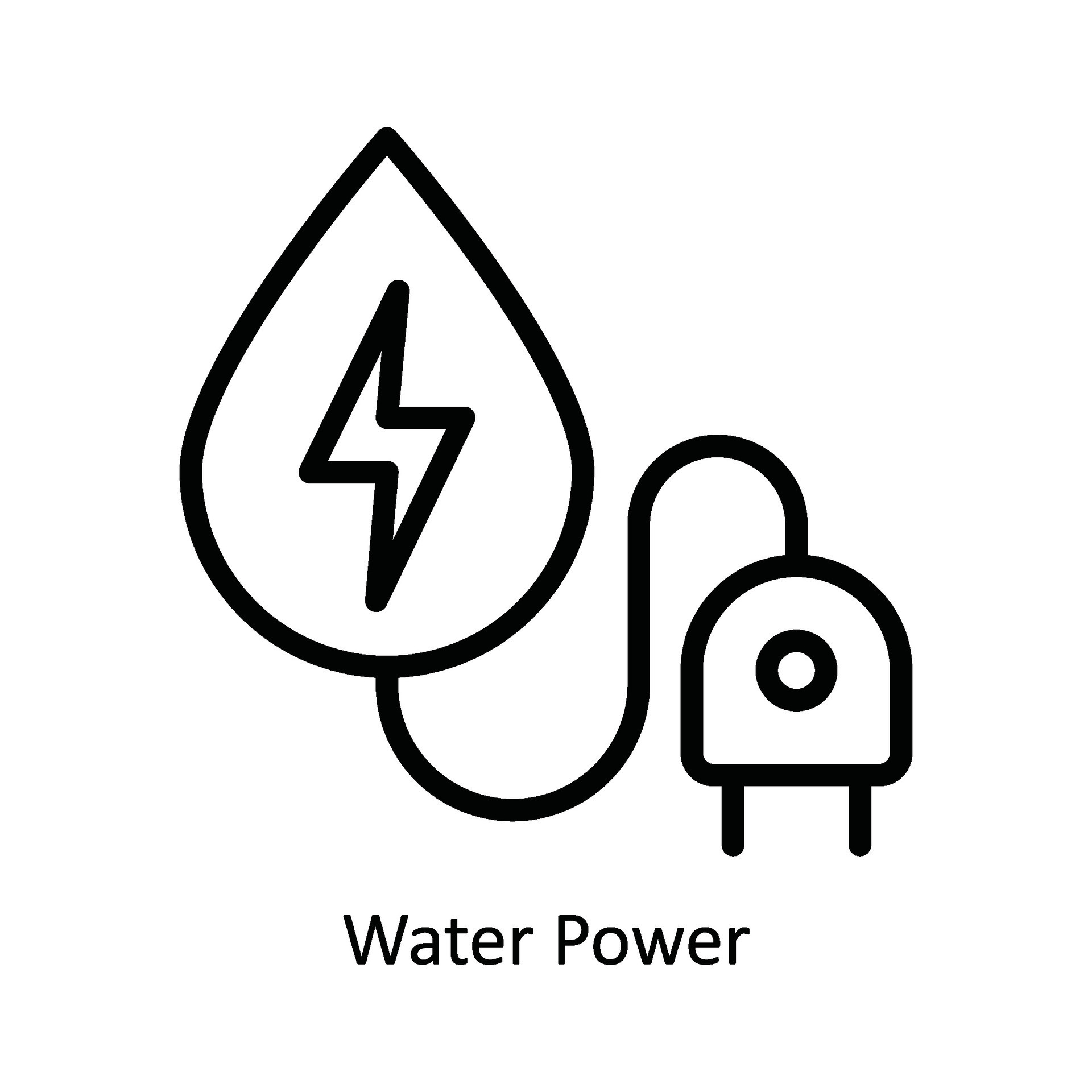Water Power Vector outline Icon Design illustration. Nature and ecology