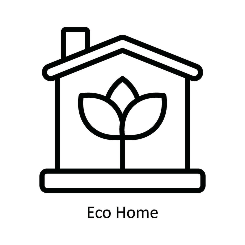 Eco Home Vector  outline Icon Design illustration. Nature and ecology Symbol on White background EPS 10 File