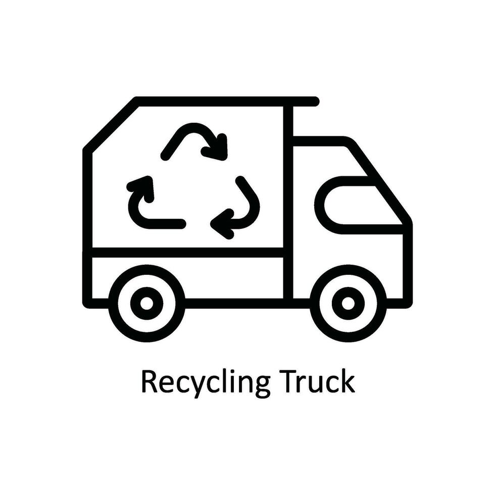 Recycling Truck Vector  outline Icon Design illustration. Nature and ecology Symbol on White background EPS 10 File