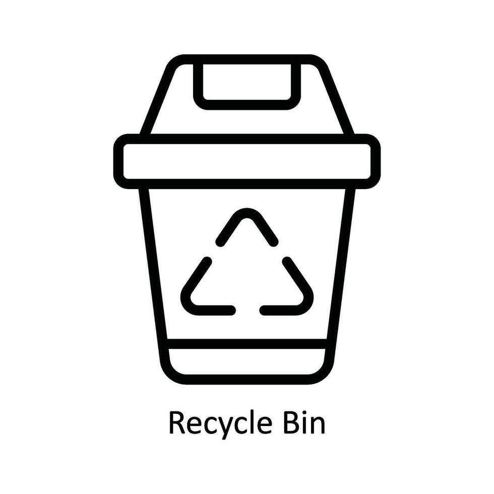 Recycle Bin Vector  outline Icon Design illustration. Nature and ecology Symbol on White background EPS 10 File