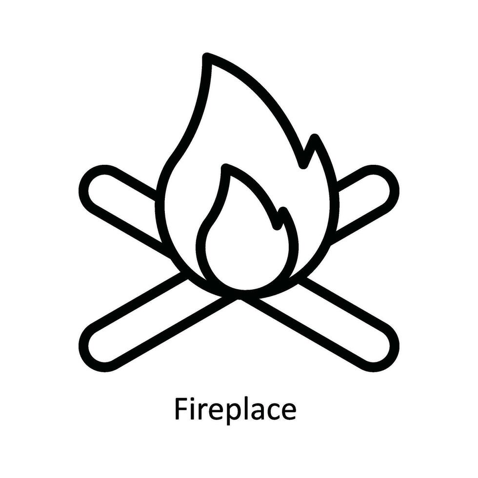 Fireplace  Vector  outline Icon Design illustration. Nature and ecology Symbol on White background EPS 10 File