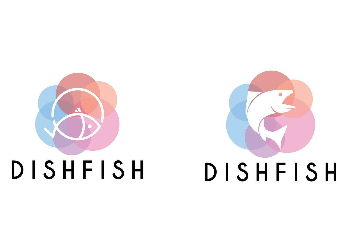 Fish logo with line design vector, restaurant logo , fish and circle vector