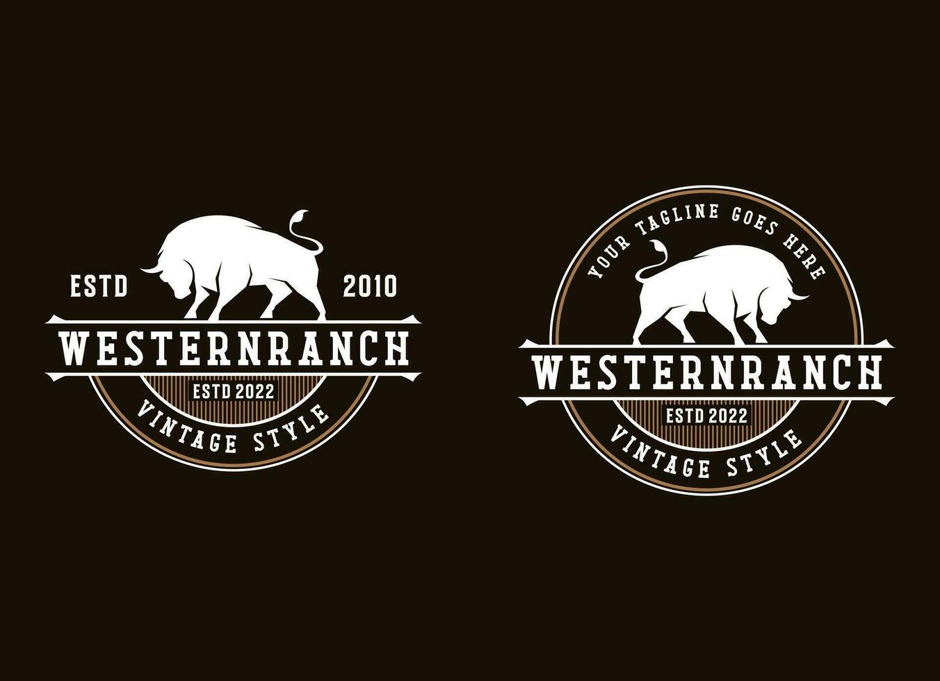 Vintage classic bull longhorn logo design template vector
