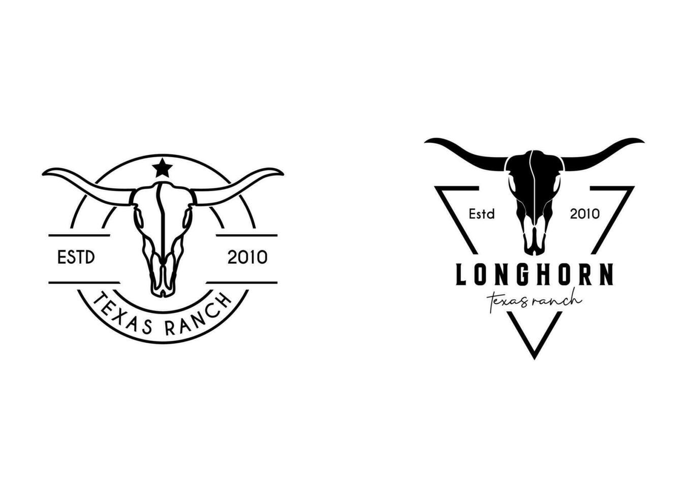 Vintage apparel logo with longhorn skull vector