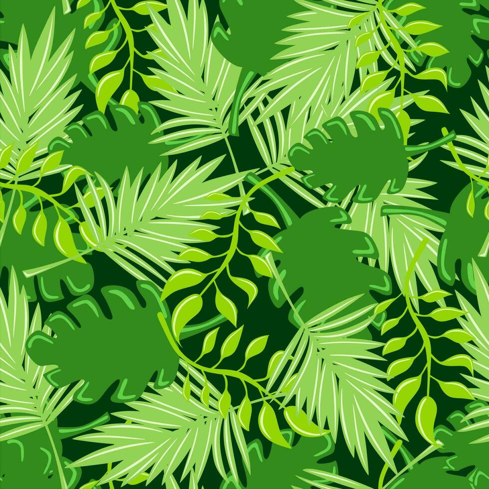 Leaves of palm tree. Seamless pattern. Vector background.
