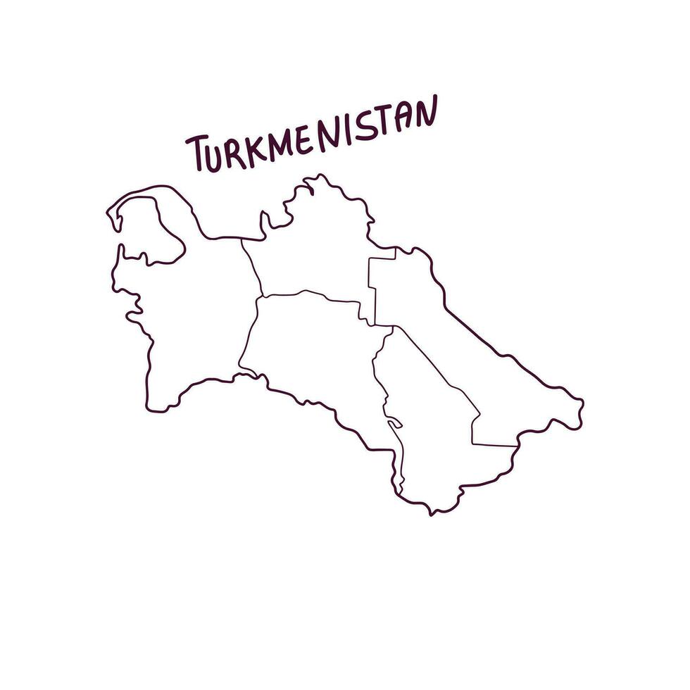 Hand Drawn Doodle Map Of Turkmenistan. Vector Illustration