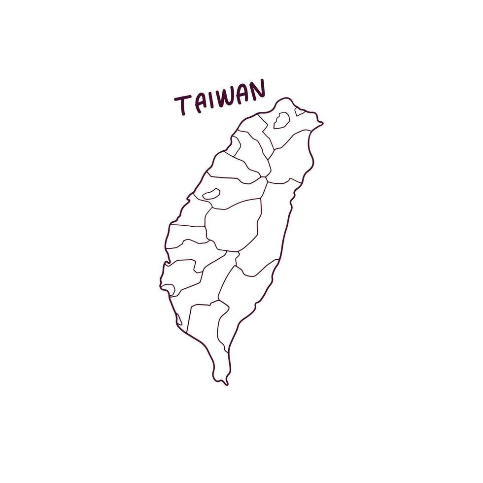 mano dibujado garabatear mapa de taiwán vector ilustración