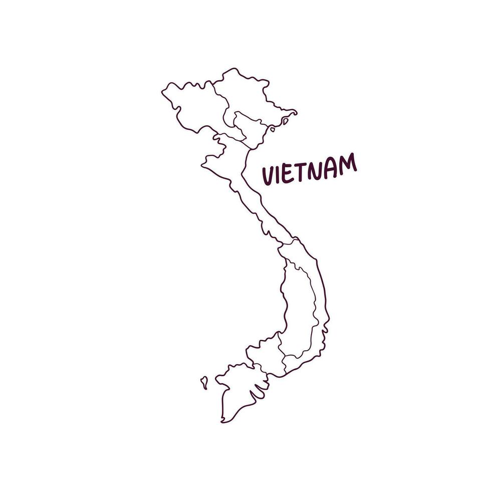 Hand Drawn Doodle Map Of Vietnam. Vector Illustration