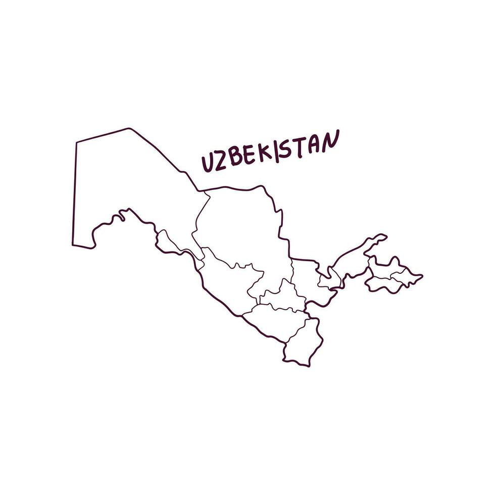 mano dibujado garabatear mapa de uzbekistán vector ilustración