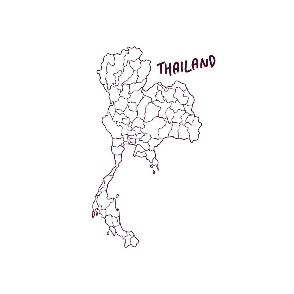 mano dibujado garabatear mapa de tailandia vector ilustración