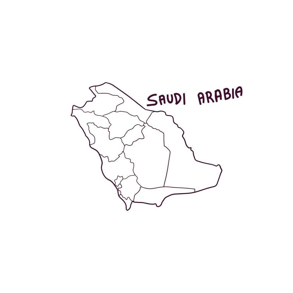mano dibujado garabatear mapa de saudi arabia vector ilustración