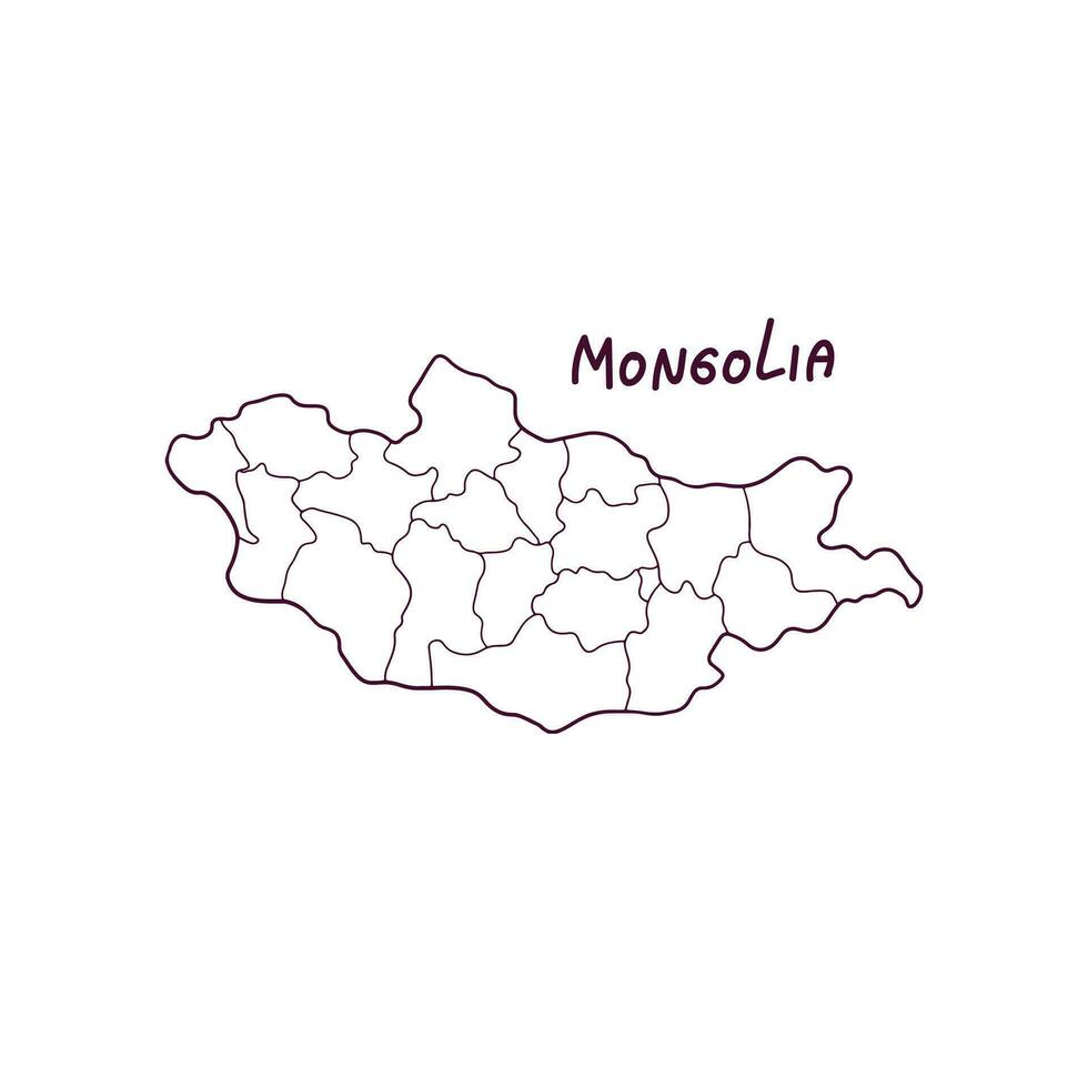 Hand Drawn Doodle Map Of Mongolia. Vector Illustration