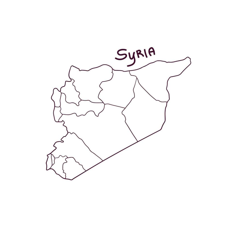 Hand Drawn Doodle Map Of Syria. Vector Illustration