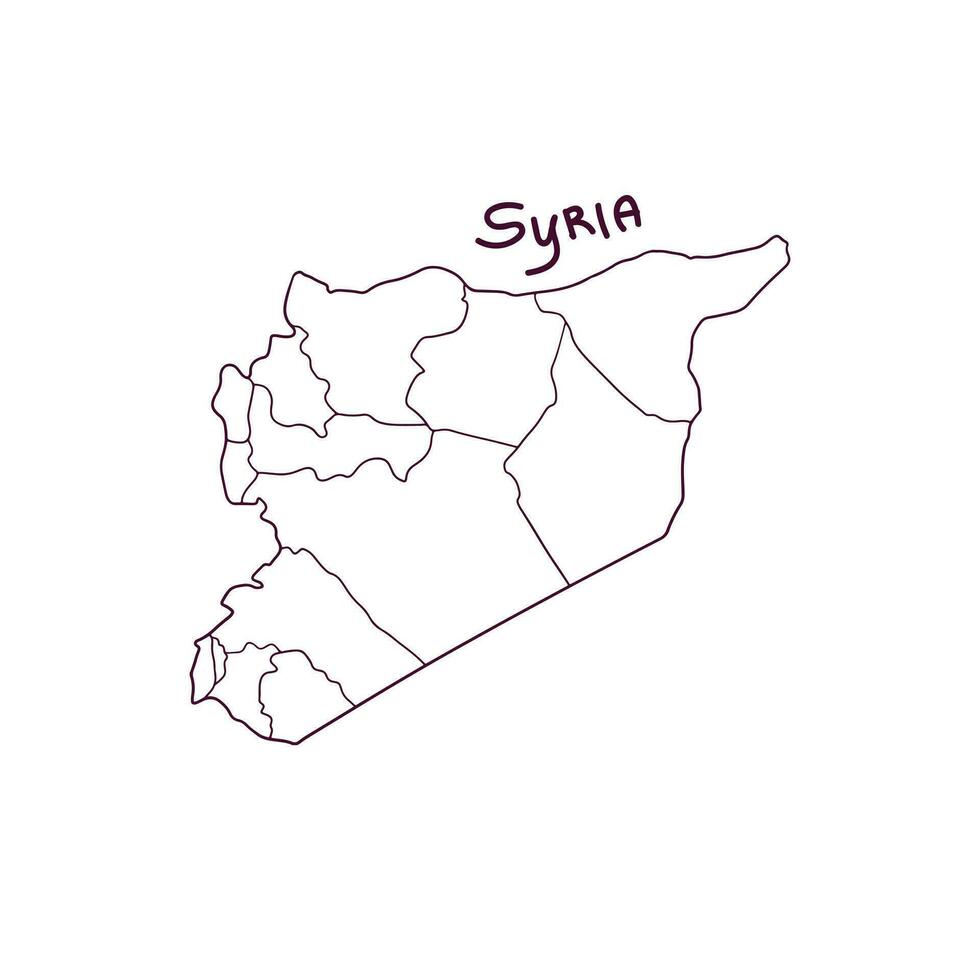 mano dibujado garabatear mapa de Siria. vector ilustración