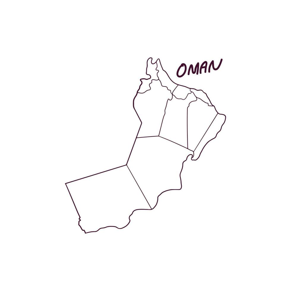 mano dibujado garabatear mapa de Omán. vector ilustración