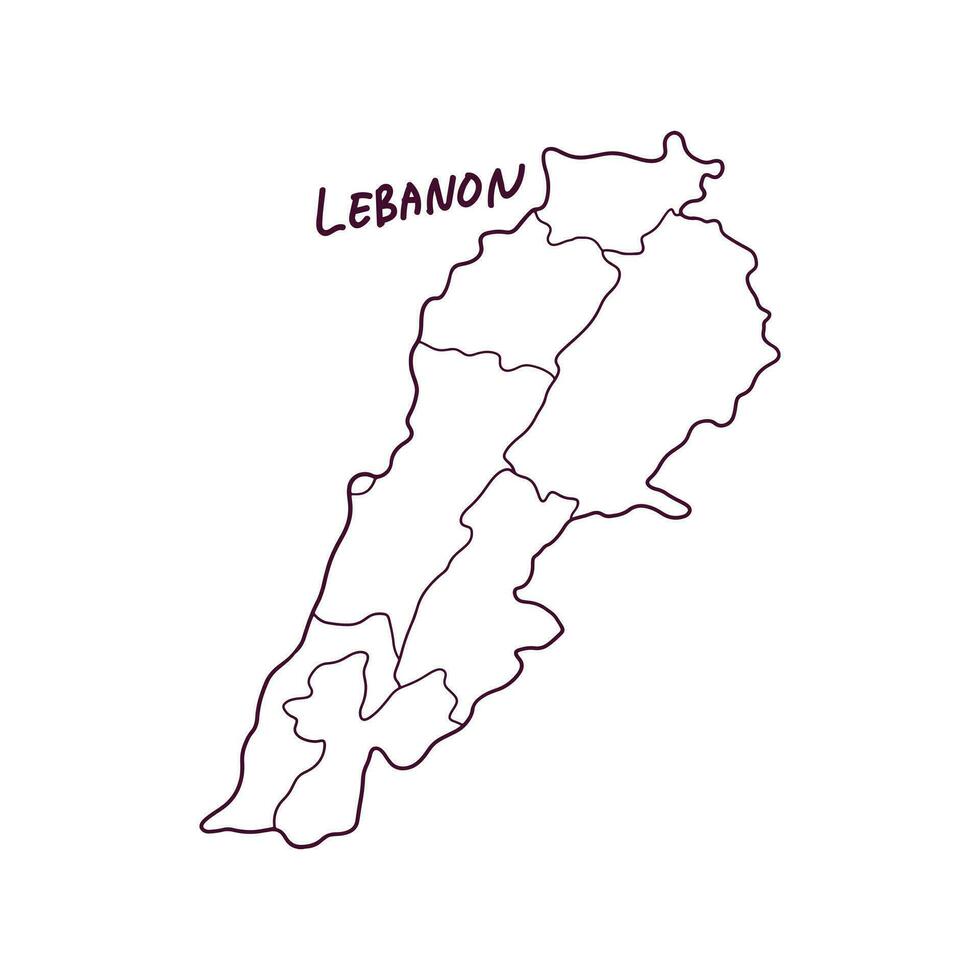 Hand Drawn Doodle Map Of Lebanon. Vector Illustration