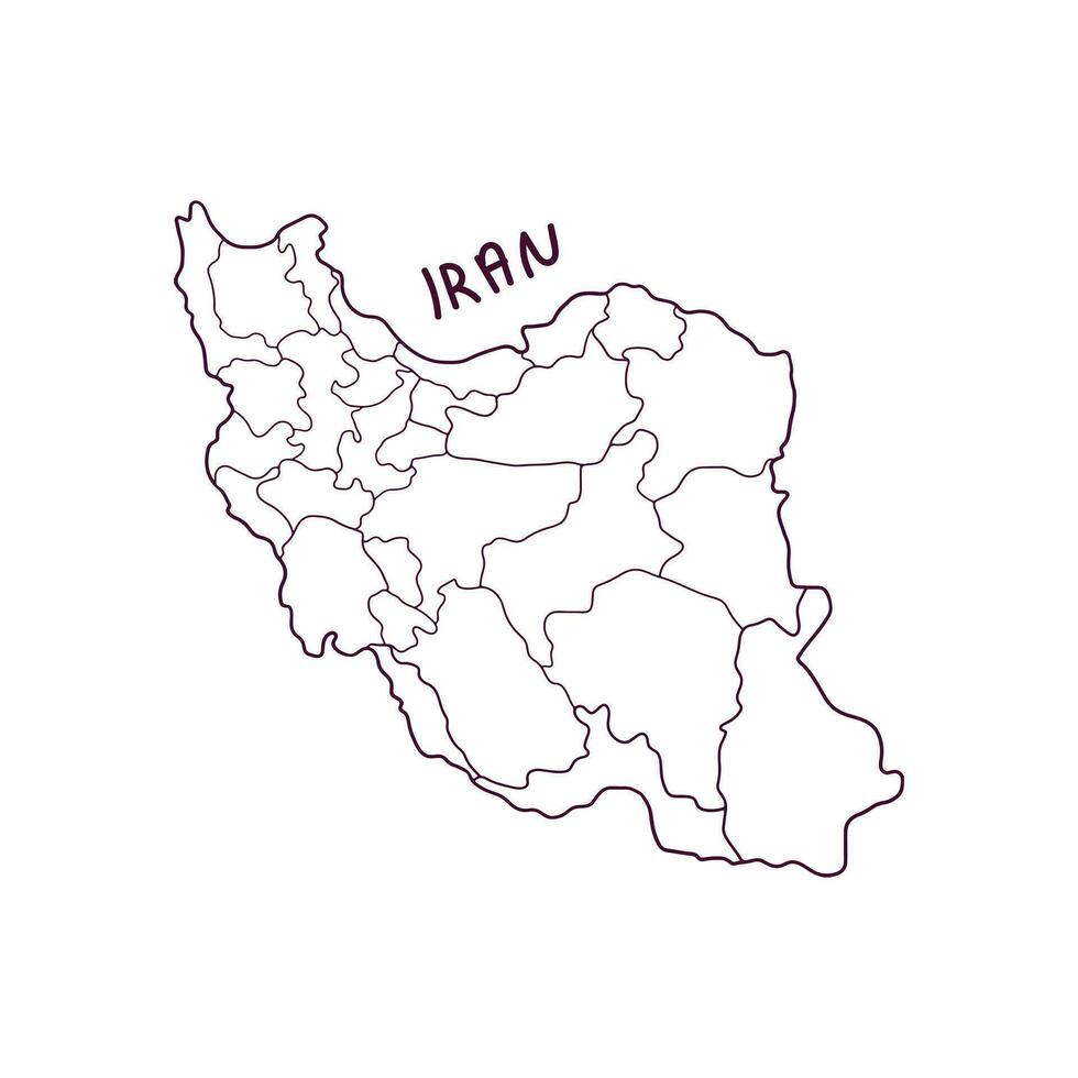 Hand Drawn Doodle Map Of Iran. Vector Illustration