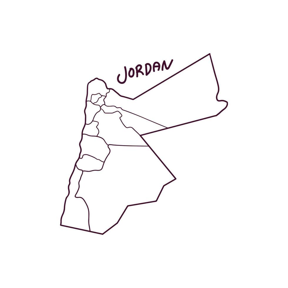 mano dibujado garabatear mapa de Jordán. vector ilustración