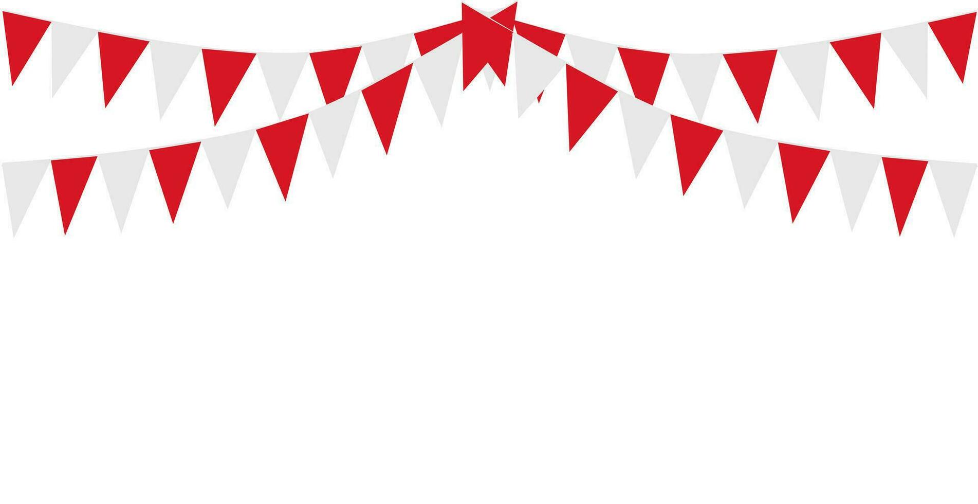 Bunting Hanging Red and White Flag Triangles Banner Background. Bunting flags for celebration, party, fair, market, sale. China, Canada, Swiss, Denmark concepts. vector