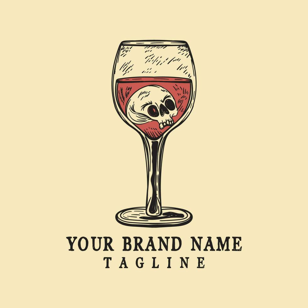 A glass of wine with a skull’s head in it Vector t shirt design