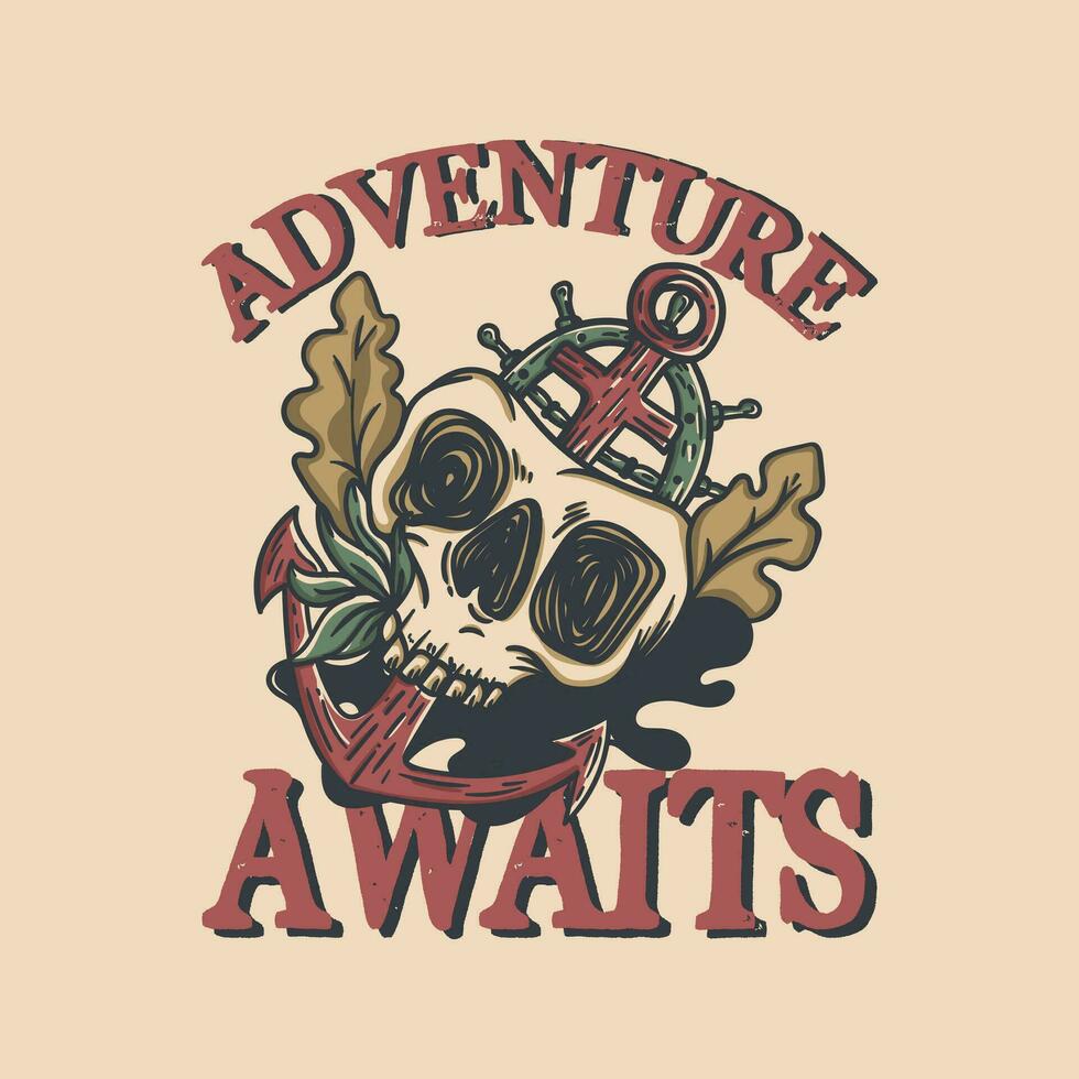 Skull and anchor vector design Template