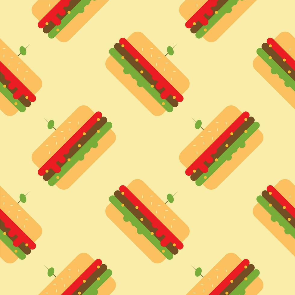 hamburger seamless pattern flat design vector illustration