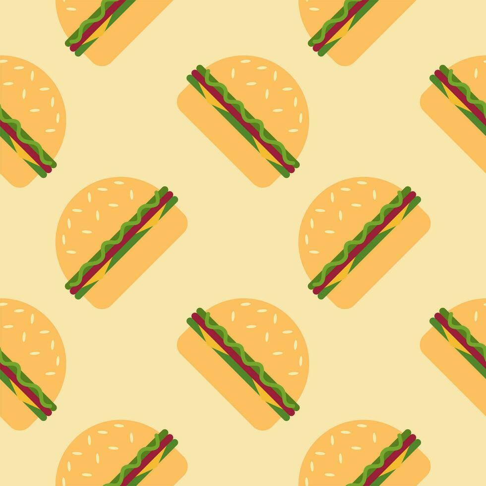 hamburger seamless pattern flat design vector illustration