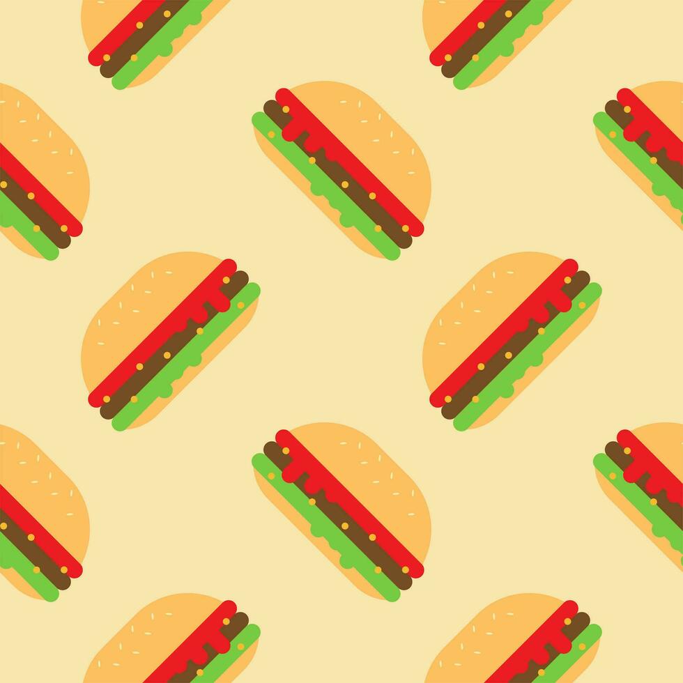 hamburger seamless pattern flat design vector illustration