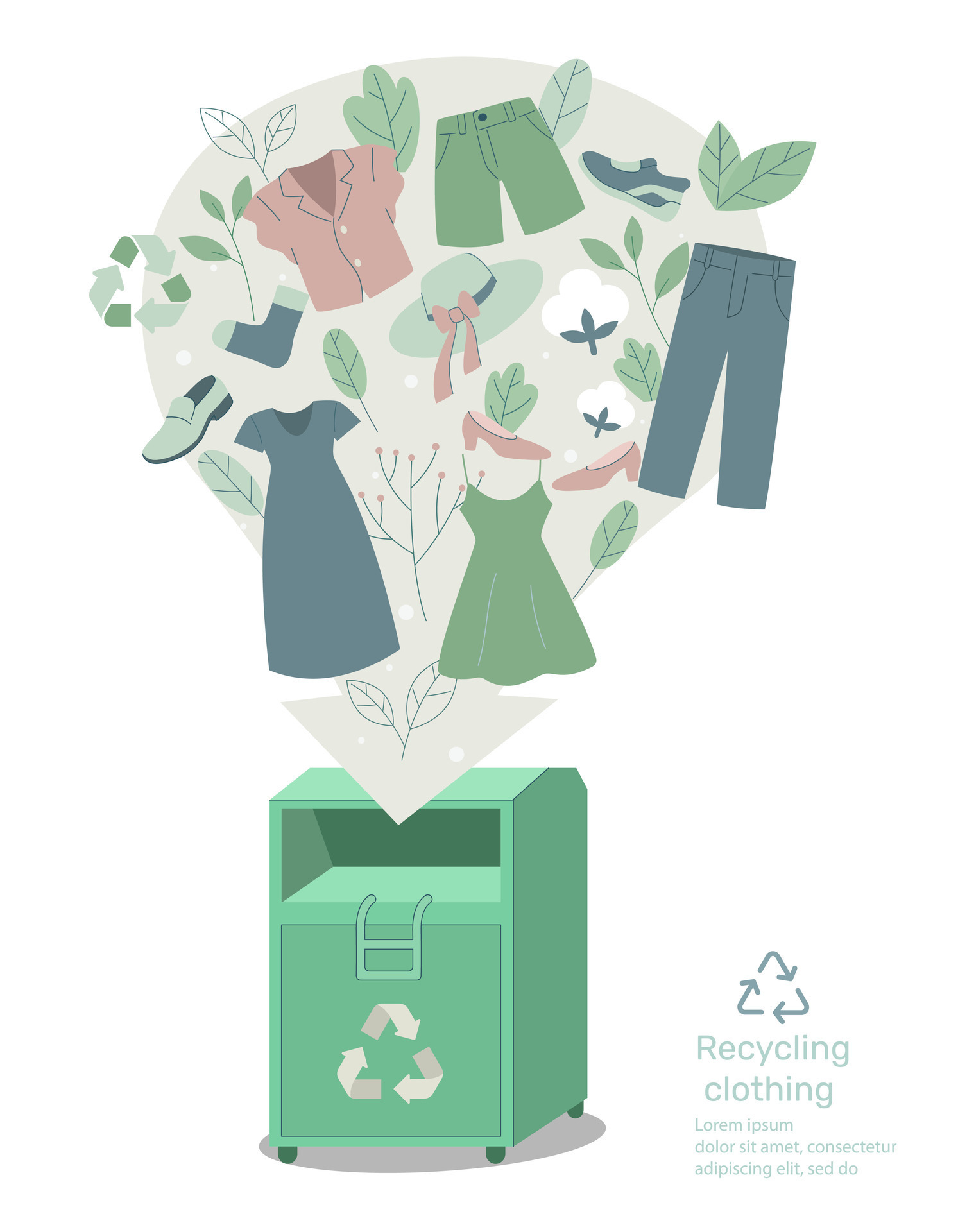 Eco recycled textile clothing sustainable. donating used apparel to