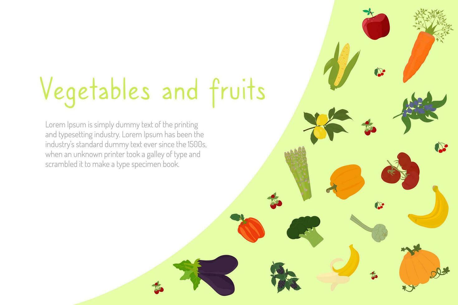 Background style fruits vegetables berries vector