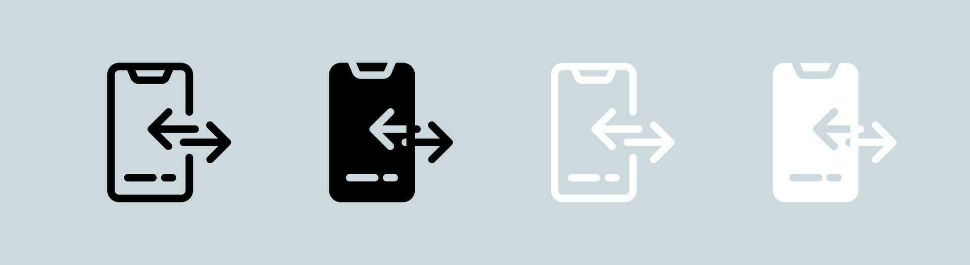 File share icon set in black and white. Transfer document signs vector illustration.