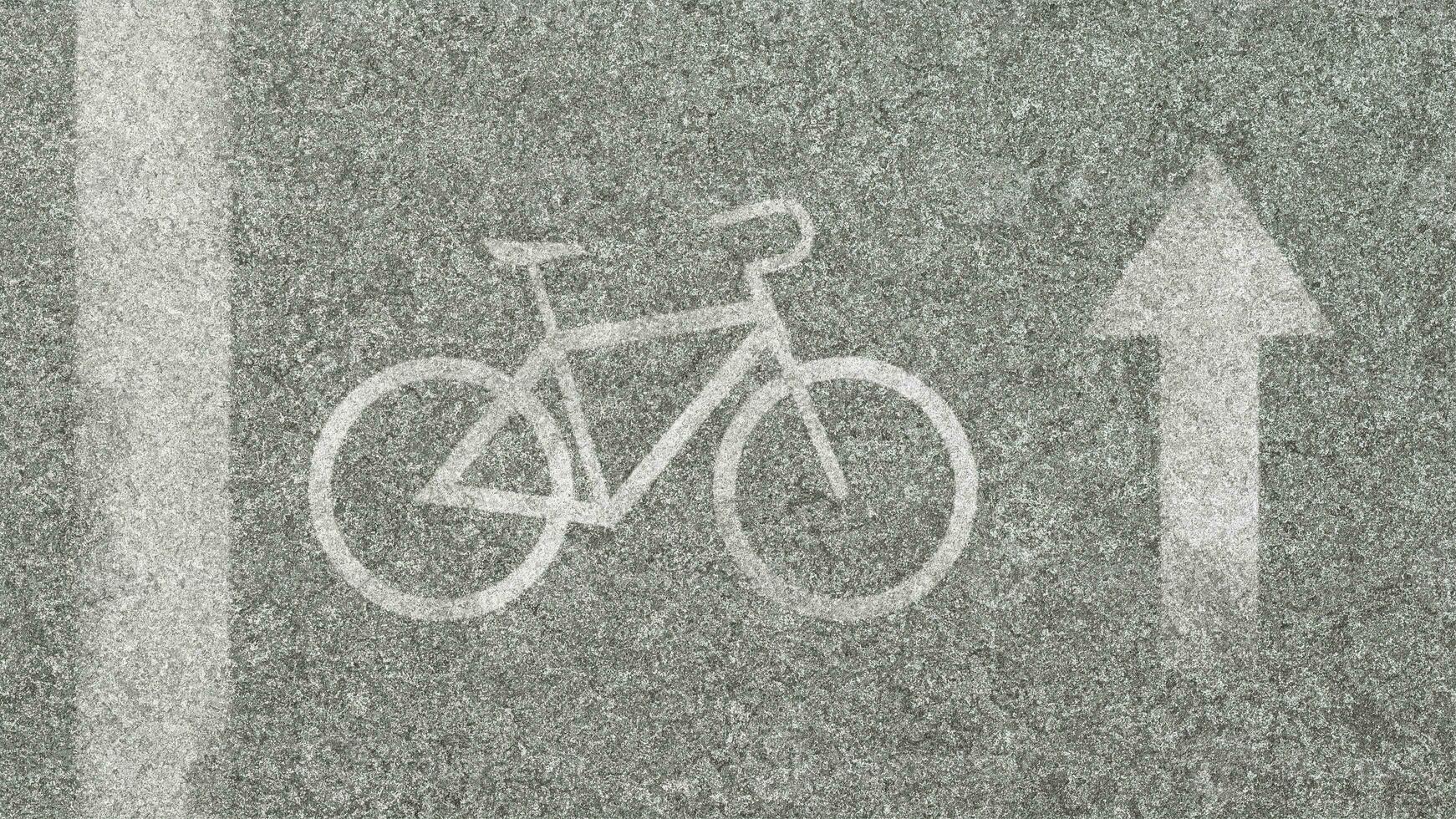 Bicycle pictogram painted on asphalt. Concept bikes can move on 3d render photo