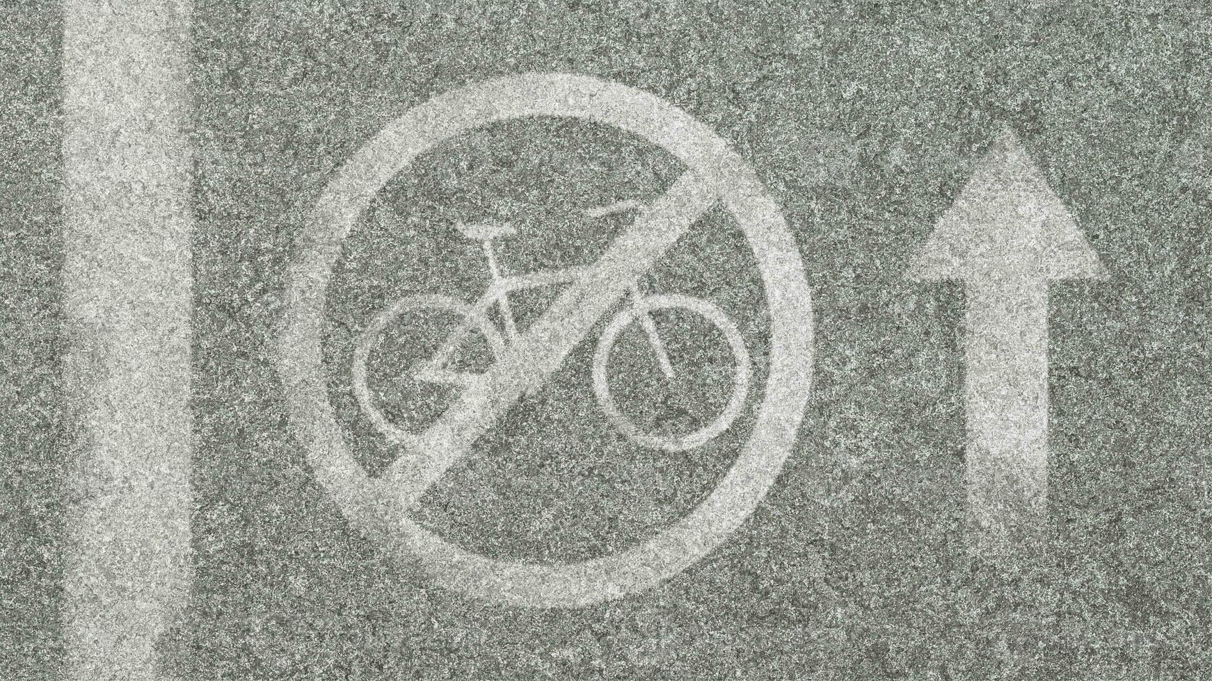 Bicycle pictogram painted on asphalt. Concept bicycles cannot move forward 3d render photo