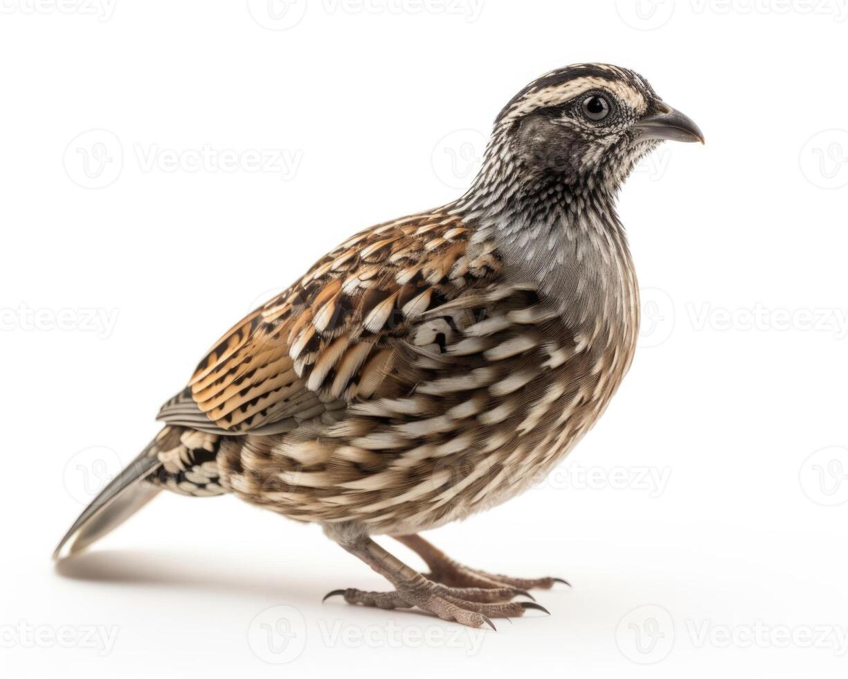 un pequeño pájaro con un blanco antecedentes. ai generado foto