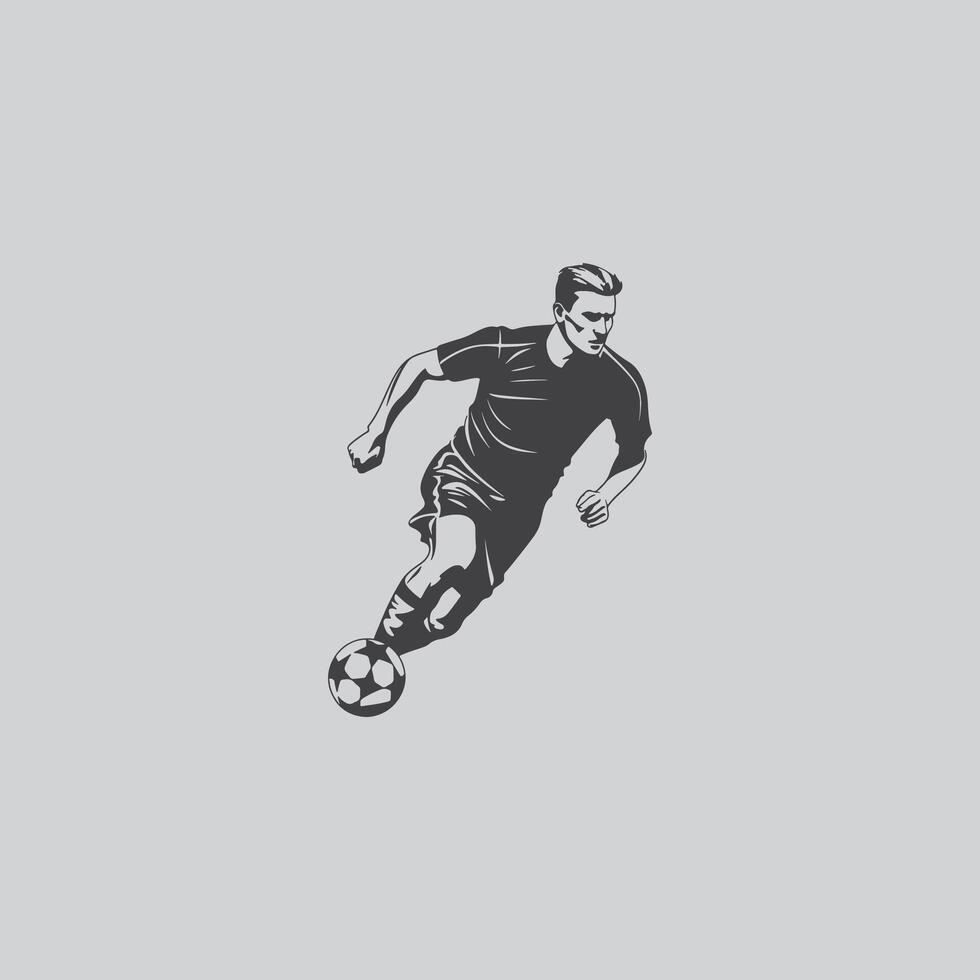 football player silhouette soccer sports game vector set design