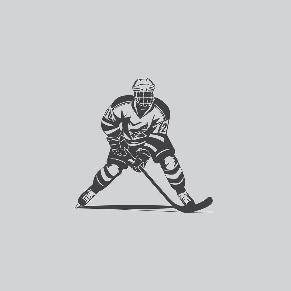 hockey player silhouette NHL sports game vector set design