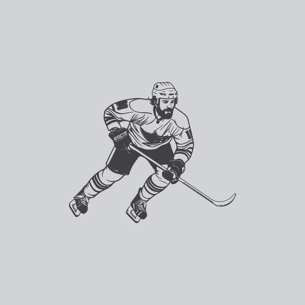 hockey player silhouette NHL sports game vector set design