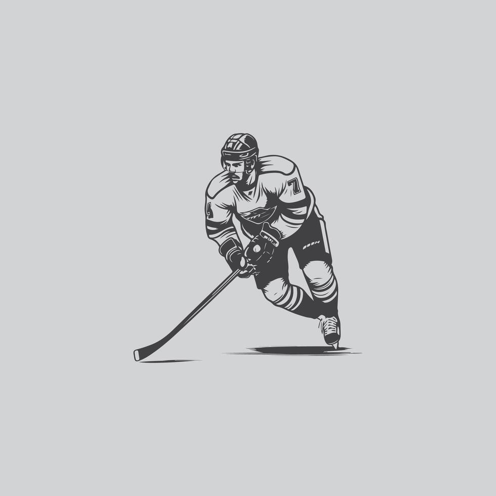 hockey player silhouette NHL sports game vector set design