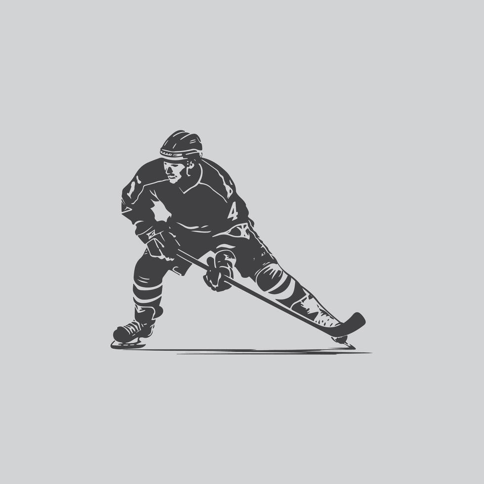 hockey player silhouette NHL sports game vector set design