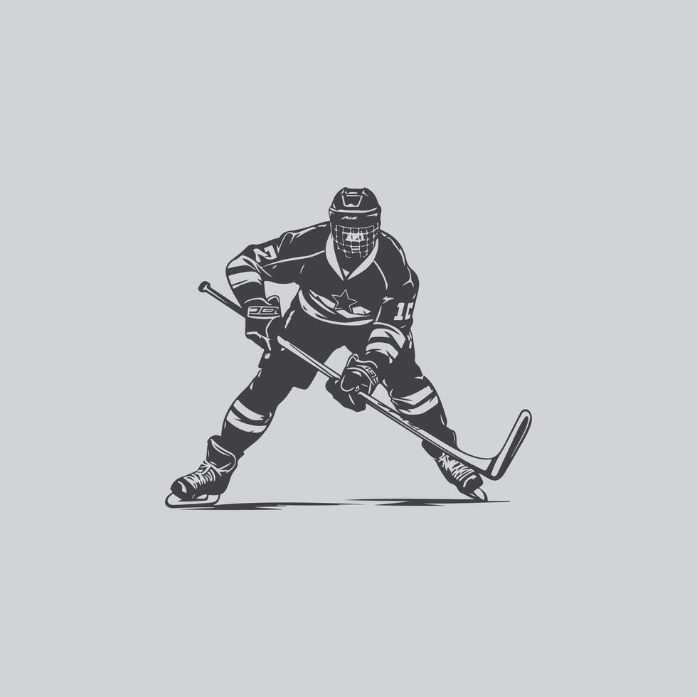 hockey player silhouette NHL sports game vector set design