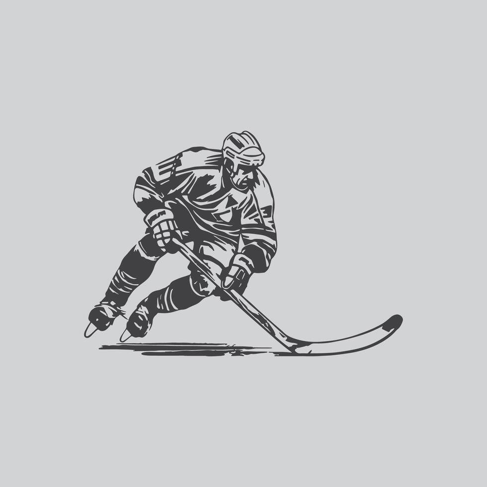 hockey player silhouette NHL sports game vector set design