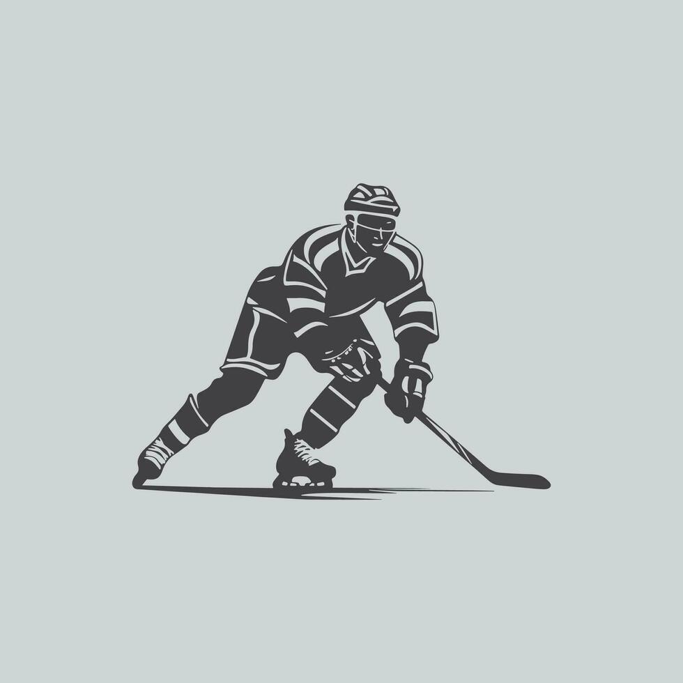 hockey player silhouette NHL sports game vector set design