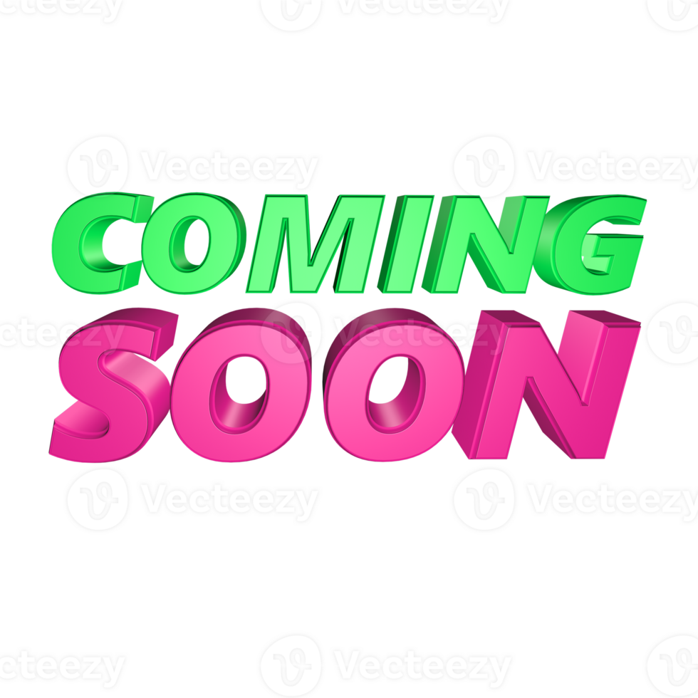 Coming Soon 3d text rendering for sale and marketing png