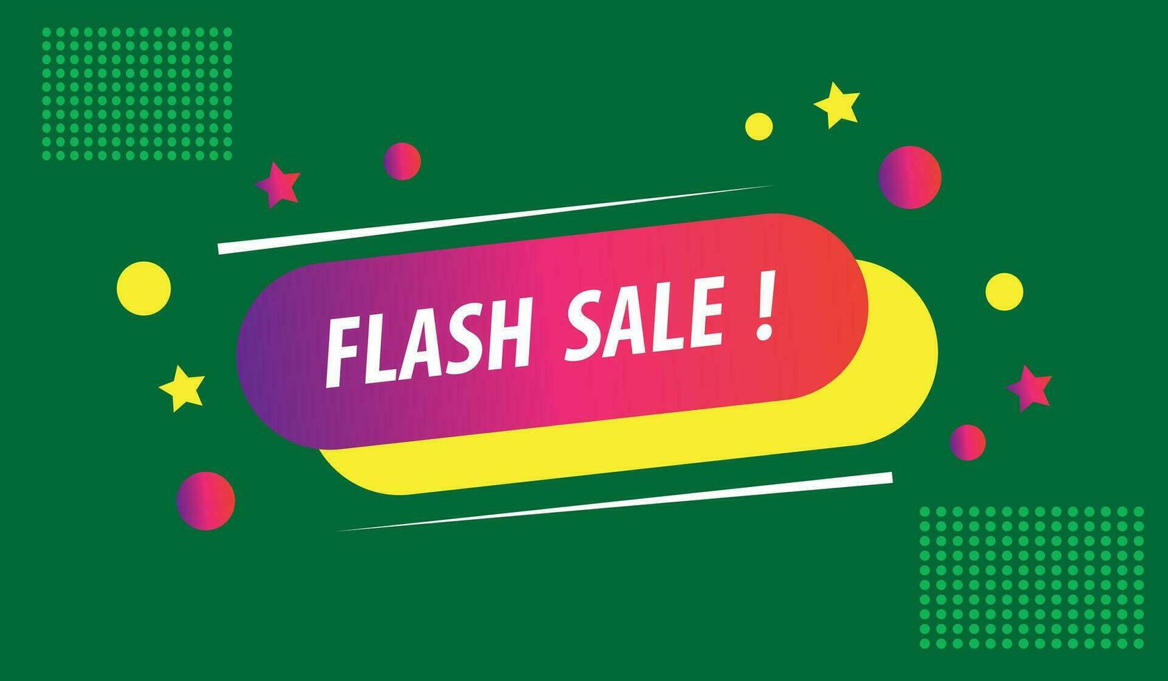 Flash Sale Banner design with gradient and elements on green background vector