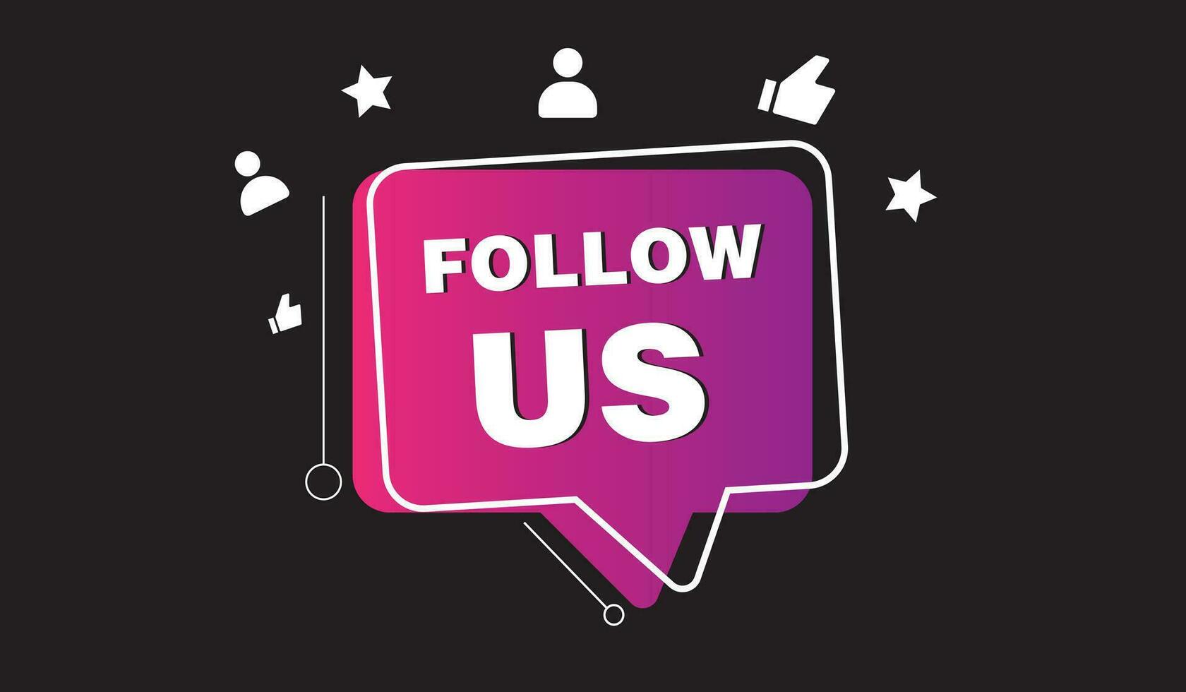 Follow us vector banner on black background. Isolated icon for following social media