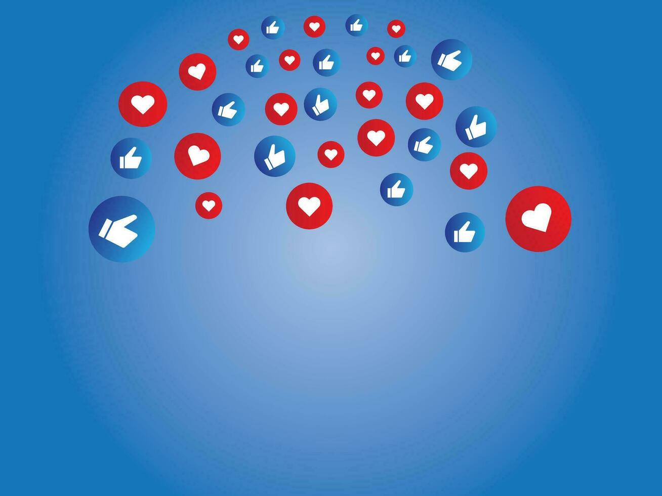Vector like and love icons background. Social media vector illustration, like and love icons
