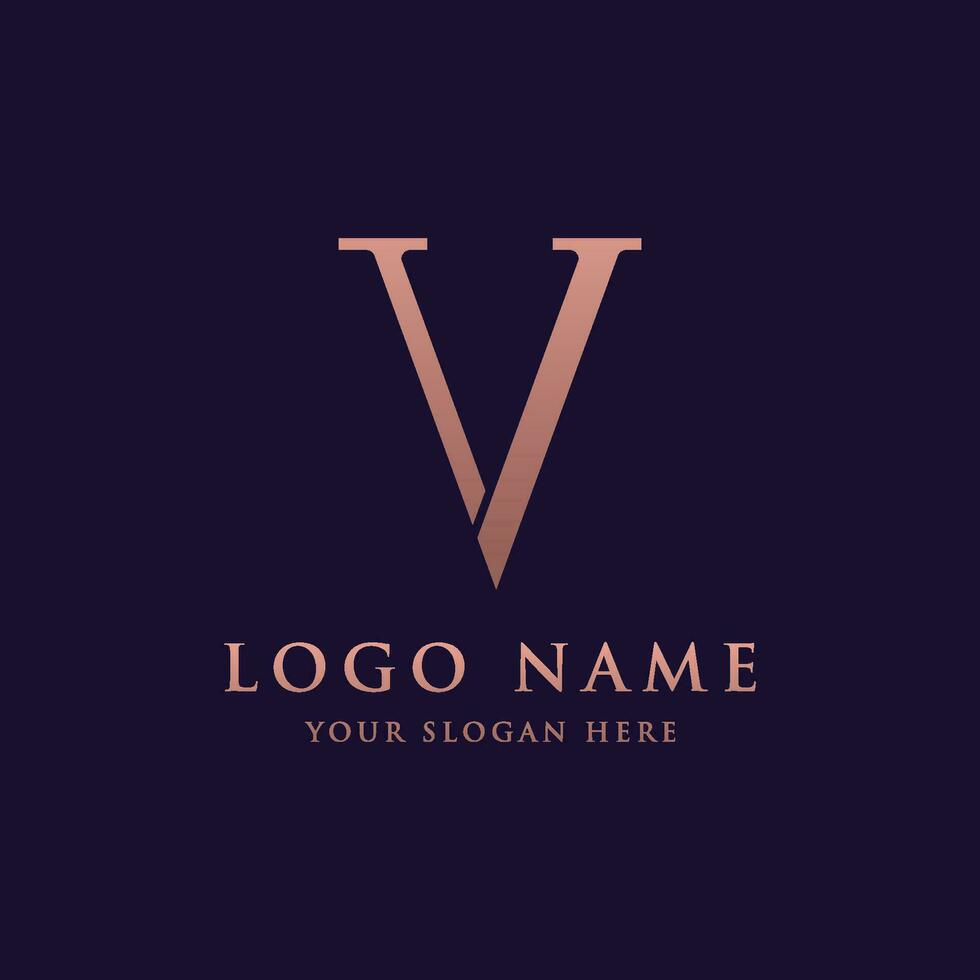 Initial V Minimal letter logo template design with modern and luxury geometric shape.Logo for business, brand, company,business card or identity and fashion. vector