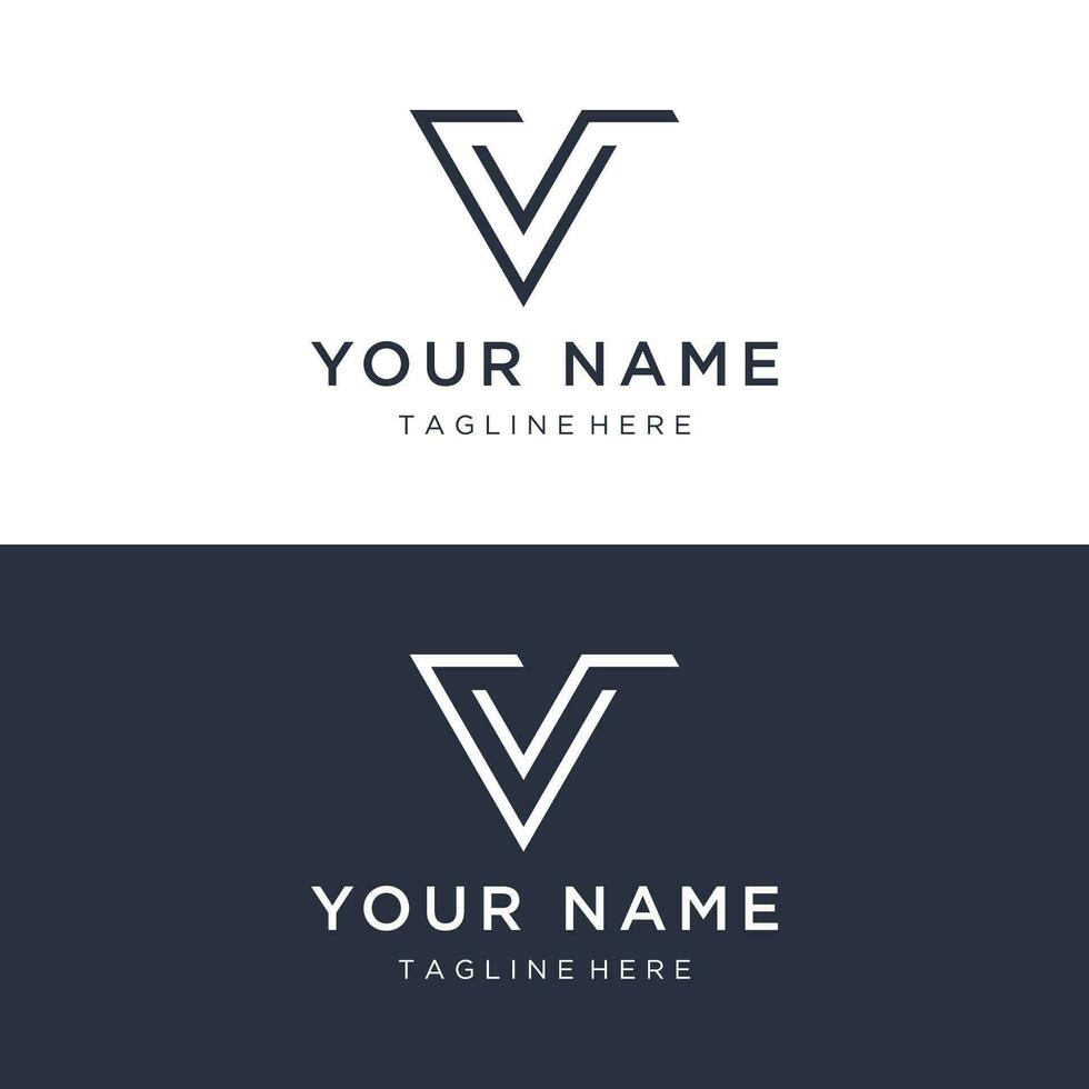 Initial V Minimal letter logo template design with modern and luxury geometric shape.Logo for business, brand, company,business card or identity and fashion. vector