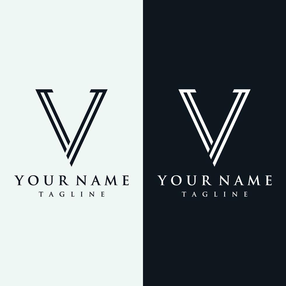 Initial V Minimal letter logo template design with modern and luxury geometric shape.Logo for business, brand, company,business card or identity and fashion. vector